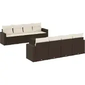 vidaXL 9-delige Loungeset met kussens poly rattan bruin