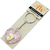 WGifts Orgonite Power-sleutelhanger - Rozenkwarts Hearts Golden Leaf