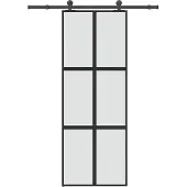 vidaXL Schuifdeur met beslag 76x205 cm gehard glas en aluminium