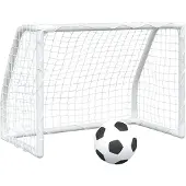 vidaXL Kindervoetbaldoelen 2 st met bal 64x35x48 cm metaal wit