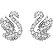 Swarovski Oorbellen 'Swan' zilver / transparant
