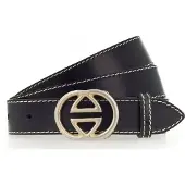 Vanzetti Leren Riem Leather Buckel Belt W80 Black Zwart