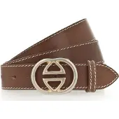 Vanzetti Leren riem Leather Buckel Belt W95 Mid Brown bruine