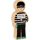 Lanka Kade houten speelgoedfiguur inbreker met identificatienummer multicolor.