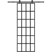vidaXL - Schuifdeur - met - beslag - 76x205 - cm - ESG-glas - en - aluminium