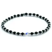 Heaven Eleven - meisjes - armband - zilver - swarovski - onyx - 3 mm