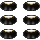 QAZQA Set van 6 zwarte inbouwspots GU10 70mm IP44 - Dept