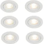 QAZQA Set van 6 inbouwspots wit rond GU10 50mm IP44 - Xena