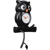 Karlsson Wandklok Owl Pendulum zwart
