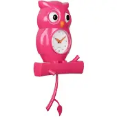 Karlsson Wandklok Owl Pendulum roze