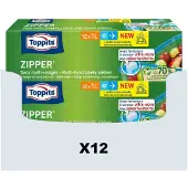 Toppits 12x Zipper Multi-Functionele Zakken 1 liter 12 stuks