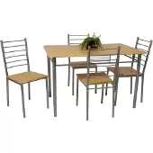 Molecule Set Ankara - Tafel + 4 Stoelen - Nat