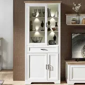 Emob Vitrinekast Samine 93cm 3 deuren & 1 lade - wit/eik