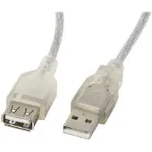 Lanberg CA-USBE-12CC-0018-TR USB-kabel, 1,8 meter, USB 2.0, USB-A, transparant