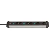 Brennenstuhl Premium-ALU-Line 6-voudig zwart *EN* 3m H05VV-F3G1,5 3x2voudig schakelbaar