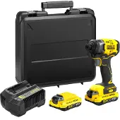 Stanley SFMCF810D2K-QW, Accuschroefboormachine, Pistolgreep, Zwart, Geel, Borstelloos, 2800 omw/min, 3500 cm³/min