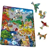 Larsen De sprookjes van Grimm – Puzzel – Fantasie en verhaal – Sprookjes – Educatieve legpuzzel voor kinderen – 33 stukjes – Gemaakt in Noorwegen – Extra dikke 2,5 mm stukjes – Tray met vaste rand