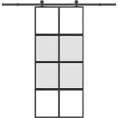 vidaXL - Schuifdeur - met - beslag - 90x205 - cm - gehard - glas - en - aluminium