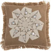 J-Line Kussen bloem abstract jute naturel beige