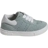 Vertbaudet Leren babysneakers met veters en rits turquoiseblauw