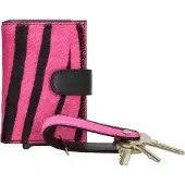 Hide & Stitches Wallowa Safety Wallet - 100% Leer - Roze zebra
