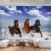 Karo-art Fotobehang -Paarden in de sneeuw
