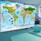 Karo-art Fotobehang - Wereldkaart voor kinderen