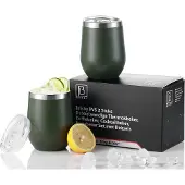 Bardi RVS 2 Stuks Dubbelwandige Design Thermosbeker, Partybeker Set met Deksels – Groen