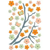 Crearreda muursticker Japanese 3D groen/oranje 35 delig