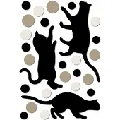 Crearreda muursticker Fancy Cats 3D zwart/beige 25 delig