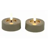 Countryfield LED theelicht rustiek beige set van 2 - warm wit licht.