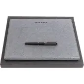 HUGO BOSS Schrijfmappen Gleam Writing Set Grey / Gun Zilverkleurig