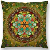 Cusco Mandala kussenhoes 45x45 cm - Fluweelzacht - DUBBELZIJDIG BEDRUKT - Groen