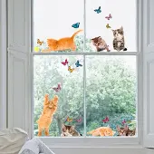 Crearreda – Raamsticker – Deursticker – Poesjes & Vlinders - 22 stickers
