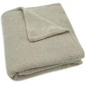 Jollein - Deken Wieg 75x100cm - Wiegdeken, Wiegdekentje, Dekentje Baby - Basic Knit - Olive Green/Fleece