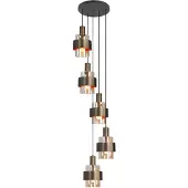 Highlight 5 Lichts Hanglamp Marrone Zwart Met Koper Brons