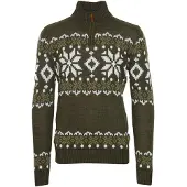 !Solid Trui 'Norwin' bruin / olijfgroen / wit