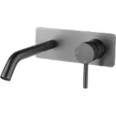 Wiesbaden Ribbd eenhendel wastafelkraan met coldstart inbouw compleet gunmetal
