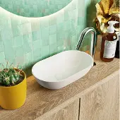 Mondiaz POOLE solid surface opzetkom kleur Linen | Talc. Afmeting 30x18x8cm