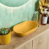 Mondiaz POOLE solid surface opzetkom kleur Ocher | Ocher. Afmeting 30x18x8cm