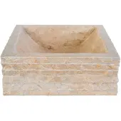 Boss & Wessing Bws waskom stone vierkant 40x40x15 cm natuursteen creme