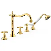 Tres Badrandkraan clasic mengkraan incl. Omstelknop en handdouche goud