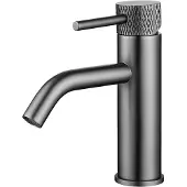 Wiesbaden Ribbd wastafelkraan met coldstart gunmetal