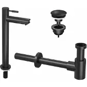 Ink Fonteinkraanset Hoog Model Inclusief Waste en Design Sifon Mat Zwart