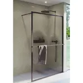 Riho Inloopdouche Lucid GD400 Omkeerbaar Verstelbaar Aluminium 200x140 cm Mat Zwart