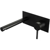 Brauer Inbouw wastafelmengkraan black edition coldstart rechte uitloop ronde hendel rechts mat zwart met afdekplaat