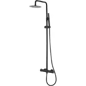Wiesbaden Tivaro thermostatische regendoucheset opbouw mat zwart