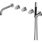 Hotbath Cobber X CX7172EXT afbouwdeel inbouwthermostaat met staafhanddouche aan houder, 2 stopkranen en uitloop chroom