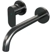 Brauer Inbouw wastafelmengkraan gunmetal edition coldstart gebogen uitloop platte hendel links geborsteld gunmetal pvd met rozetten