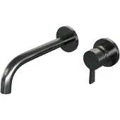 Brauer Edition Inbouw Wastafelkraan - Gebogen Uitloop - Rozetten - Hendel 2 Rechts - Geborsteld Gunmetal PVD - Messing - Kranen, Wastafelkranen,